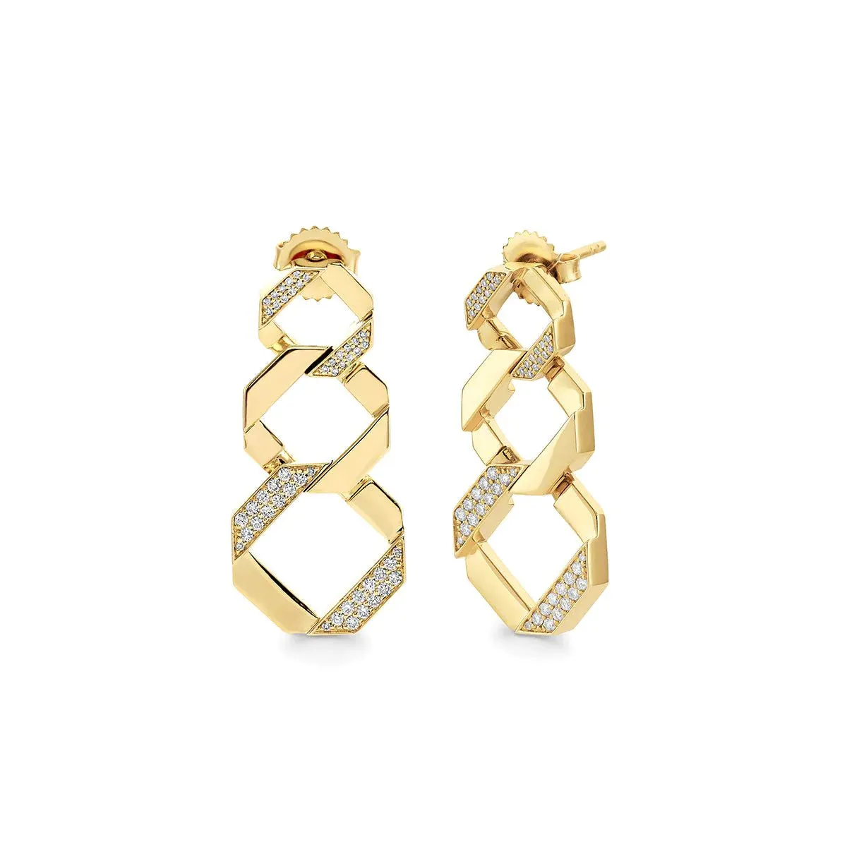 0.48ctw Diamond Octave Chain Link Drop Earrings