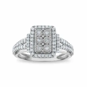 1/2 CTW Diamond Fashion Ring in Rhodium Plated Sterling Silver