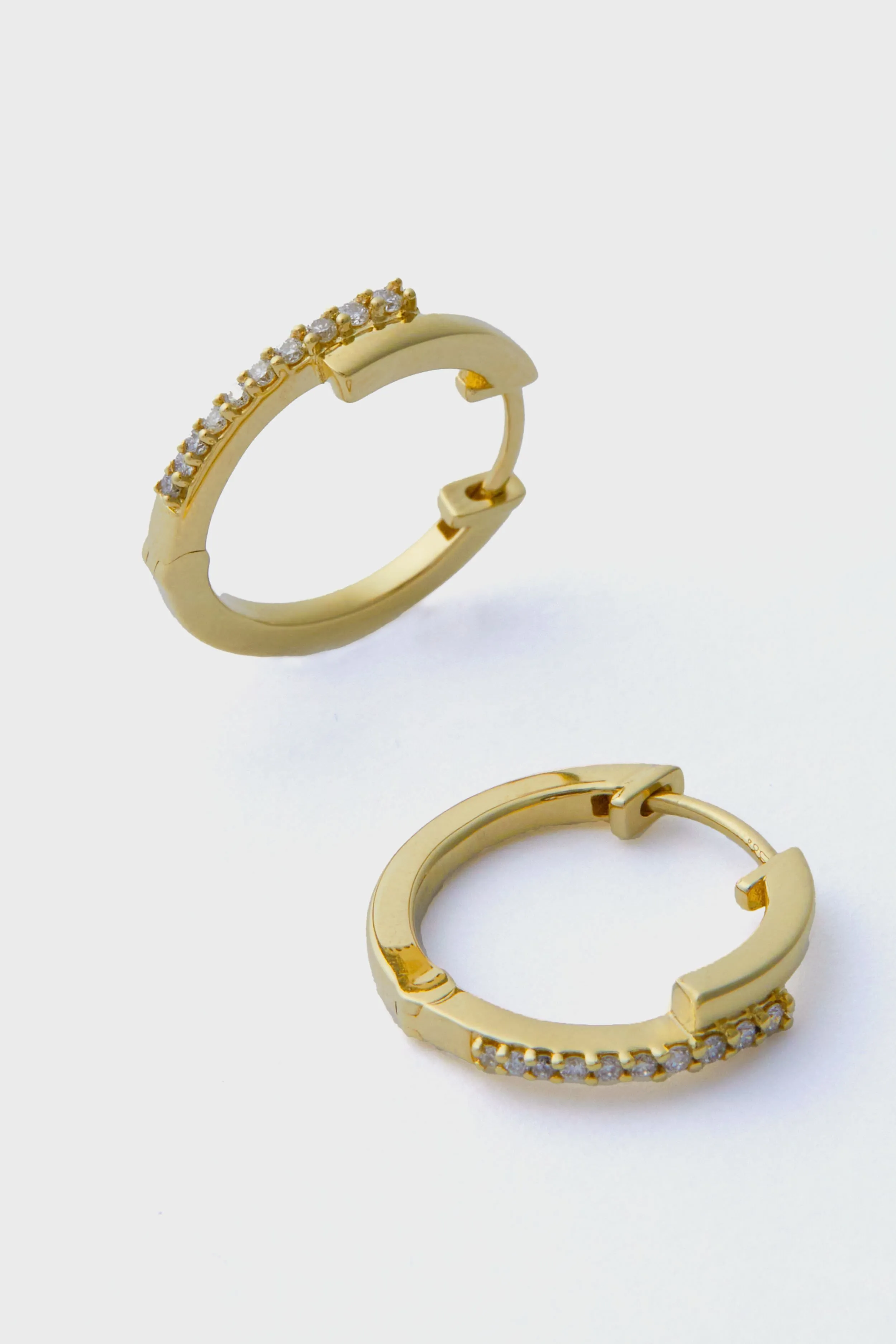 14k Gold Diamond Hoop Earrings