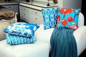 4 PCs Digital Printed Cotton Cushions-BLUE ART