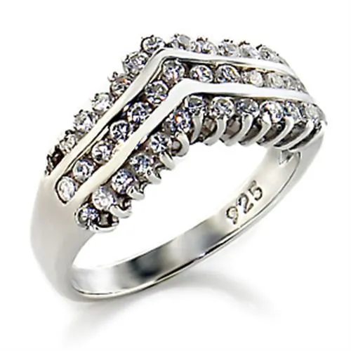 925 Sterling Silver Ring with AAA Grade CZ in Clear for Women Style 516