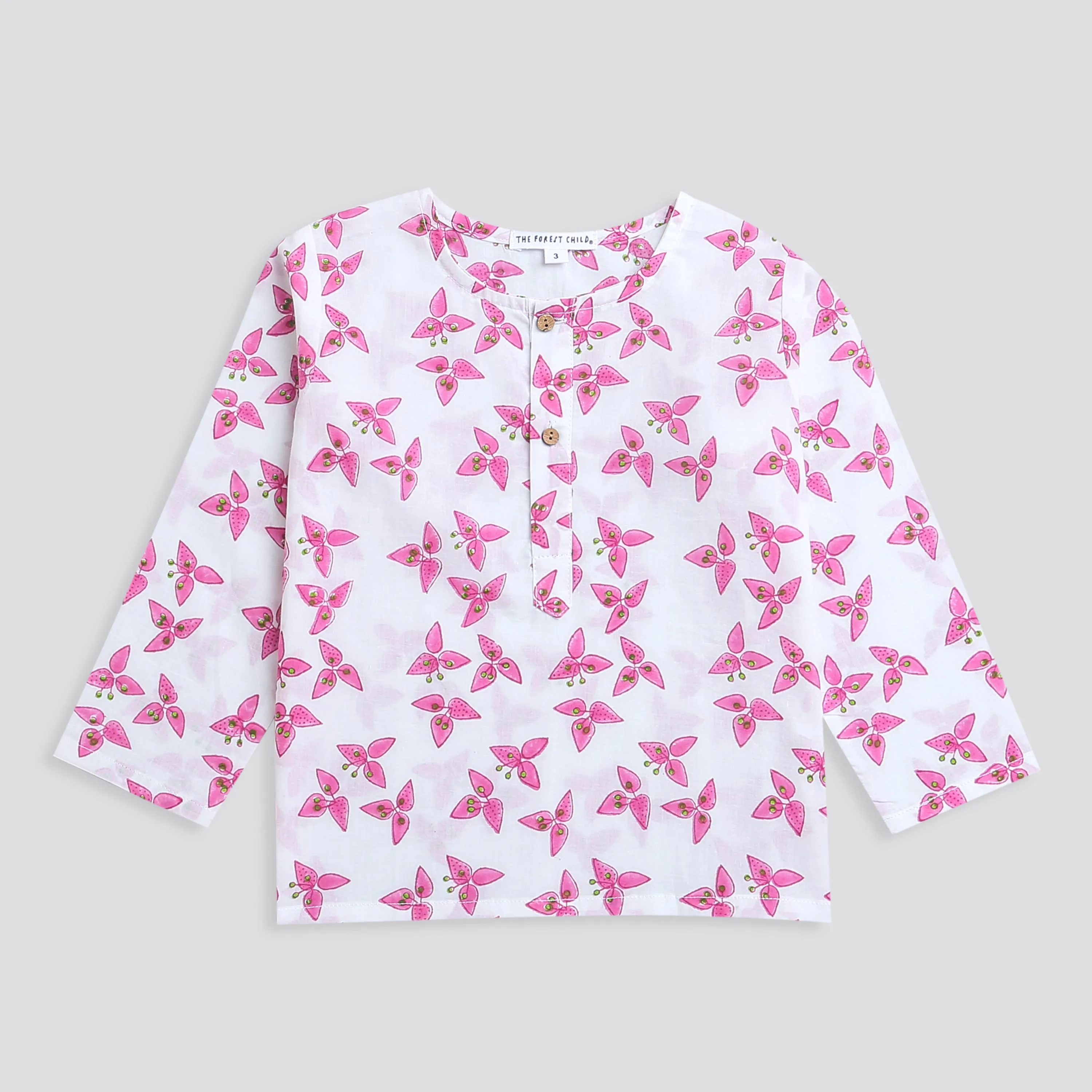 A Cluster of Bougainvillea' - Kurta Pyjama Sleepwear