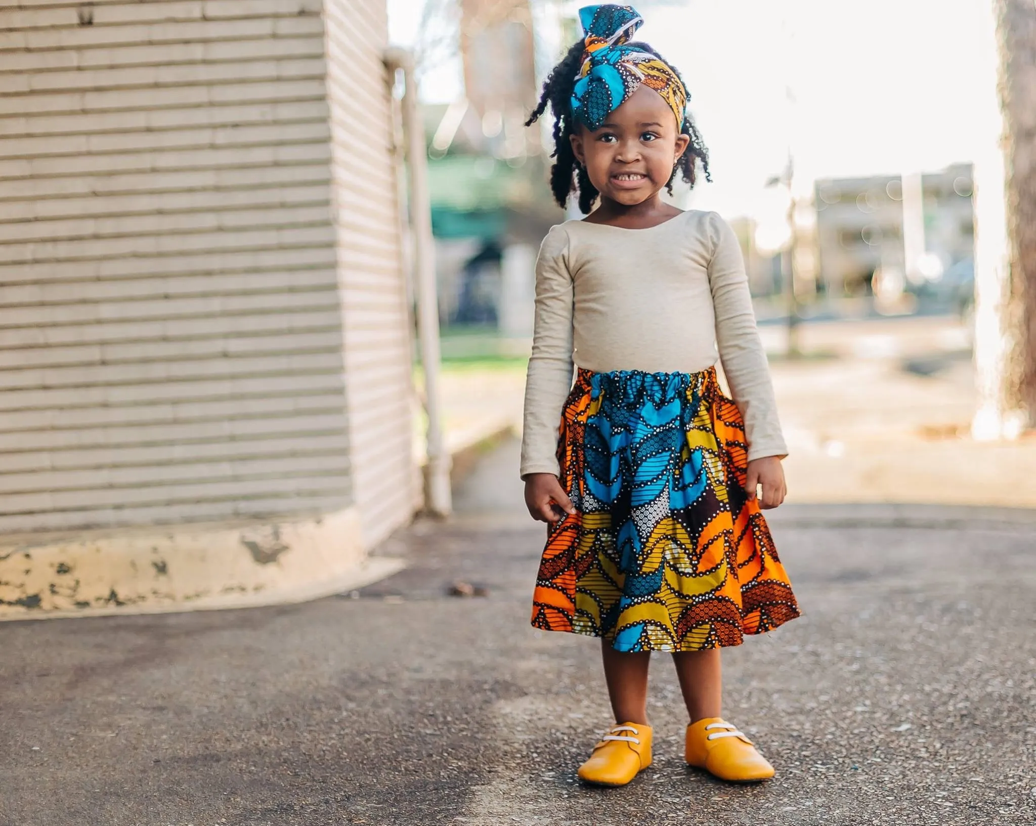 African Blue Skirt and Head Wrap