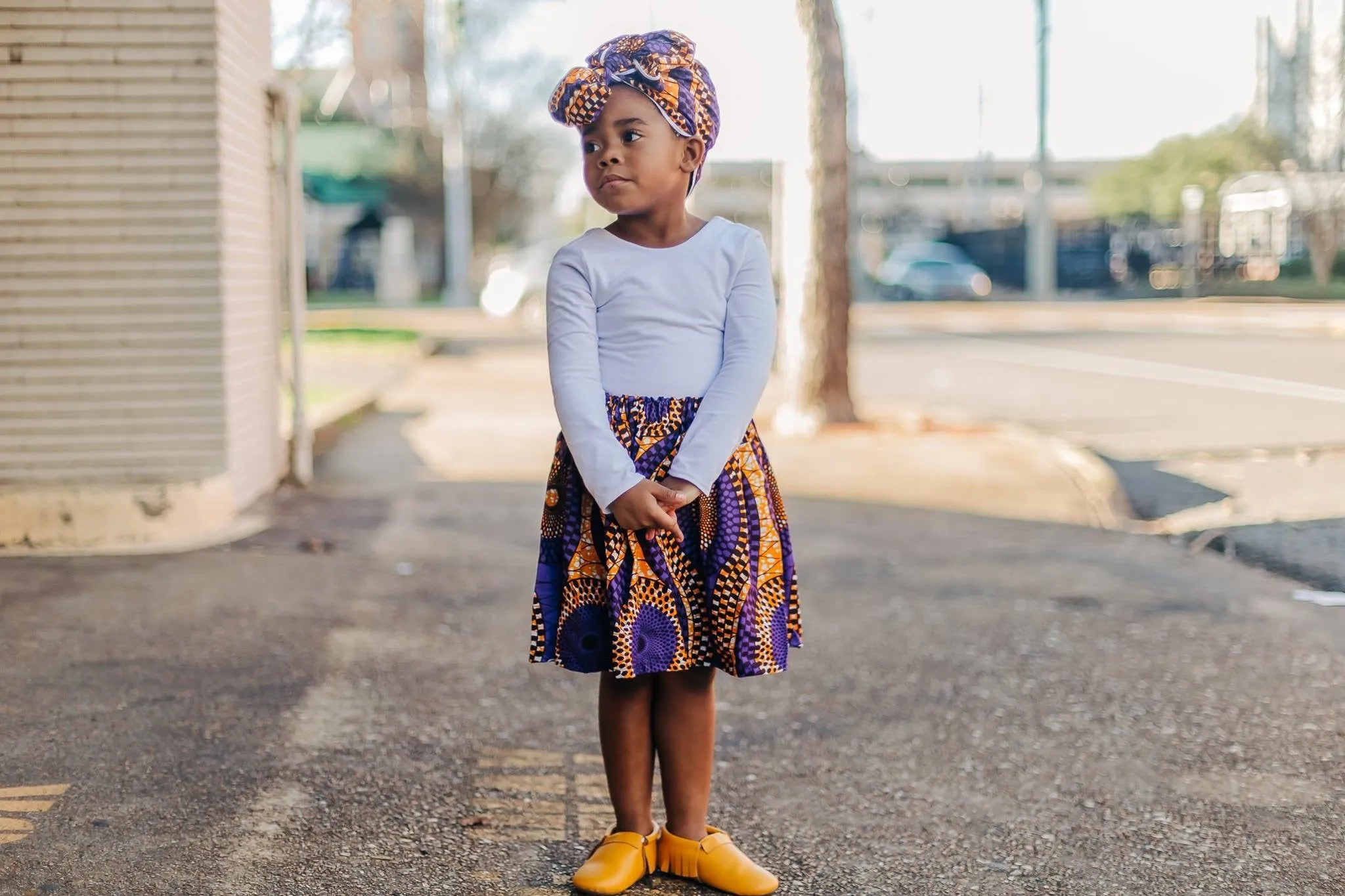 African Blue Skirt and Head Wrap