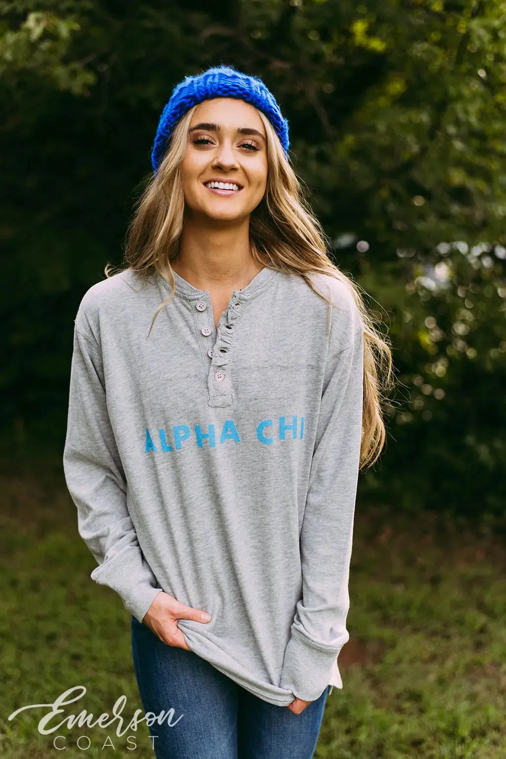 Alpha Chi Omega PR Thermal Long Sleeve Henley