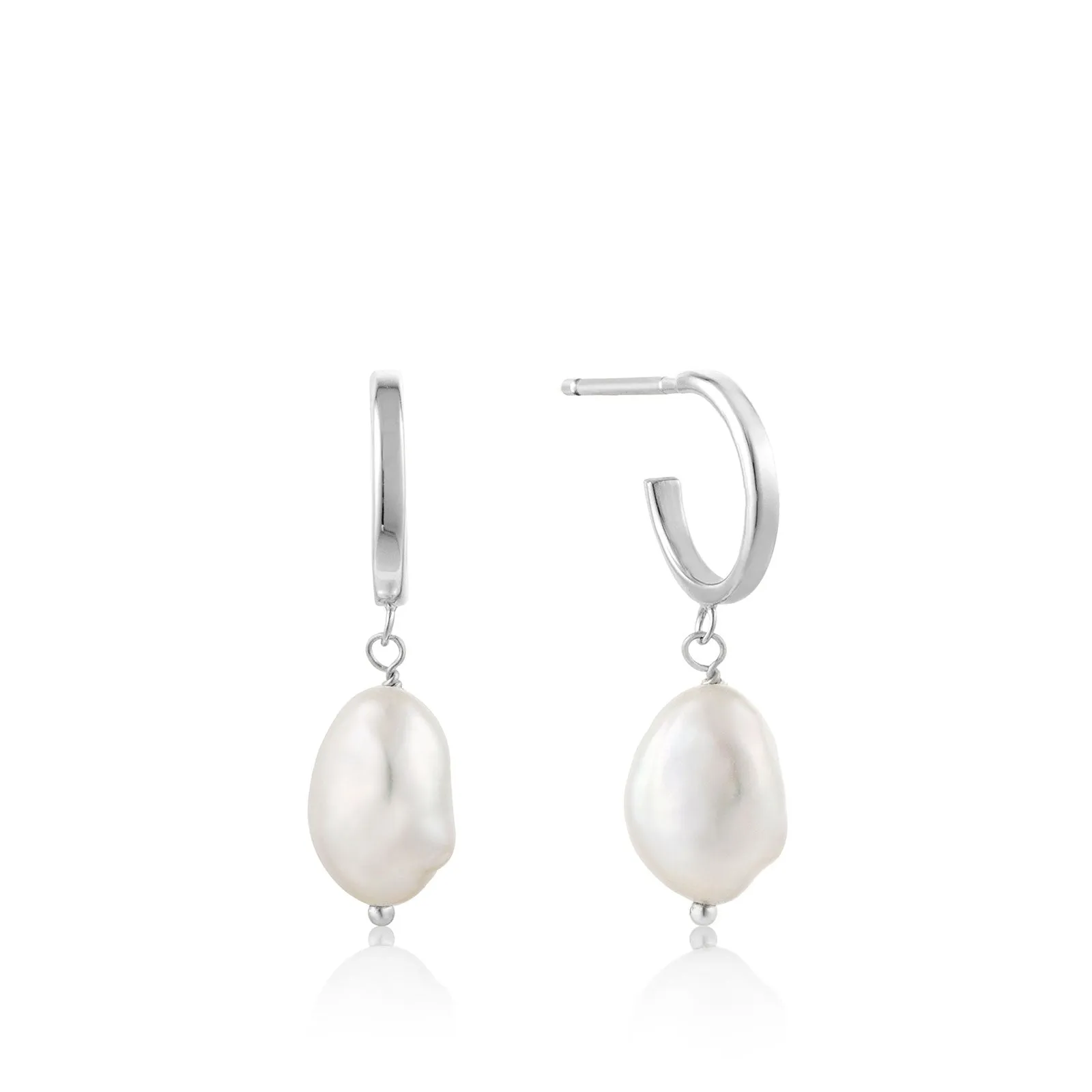 Ania Haie Sterling Silver Freshwater Pearl Mini Hoop Earrings