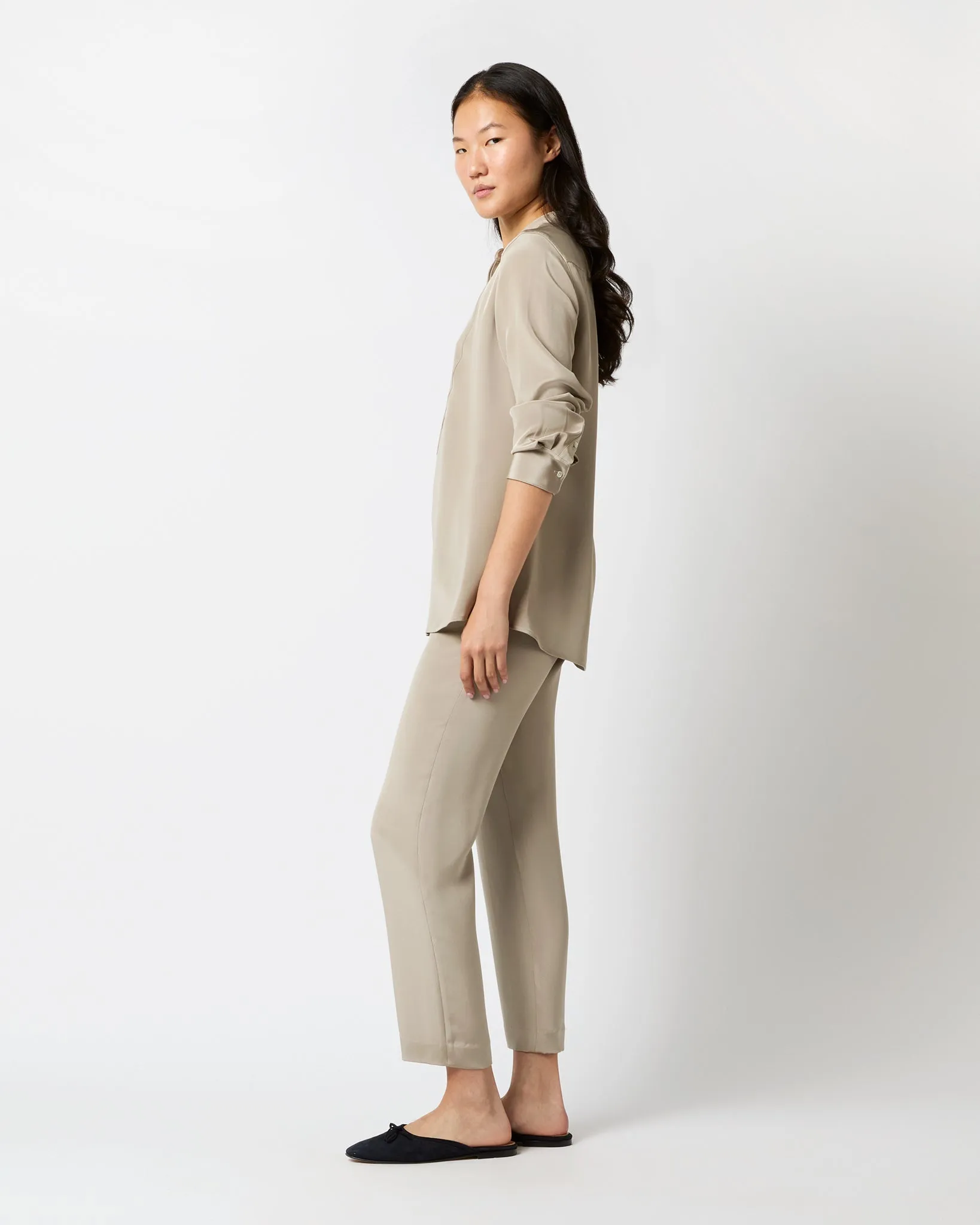 Anna Tunic in Birch Washed Silk Crepe de Chine