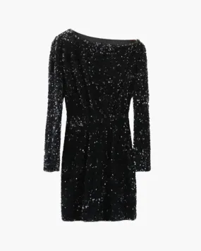 Aria – Side slit elegance – Off-shoulder sequin mini dress