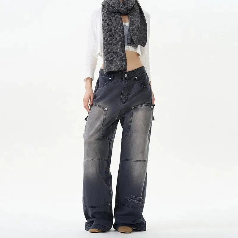 Baggy Distressed Cargo Pants with Pockets