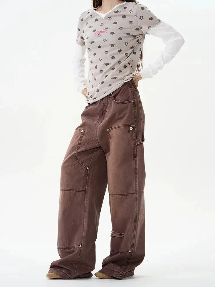 Baggy Distressed Cargo Pants with Pockets