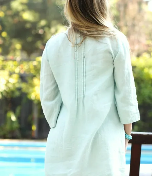 Bianca Linen Tunic - Mint, Medium