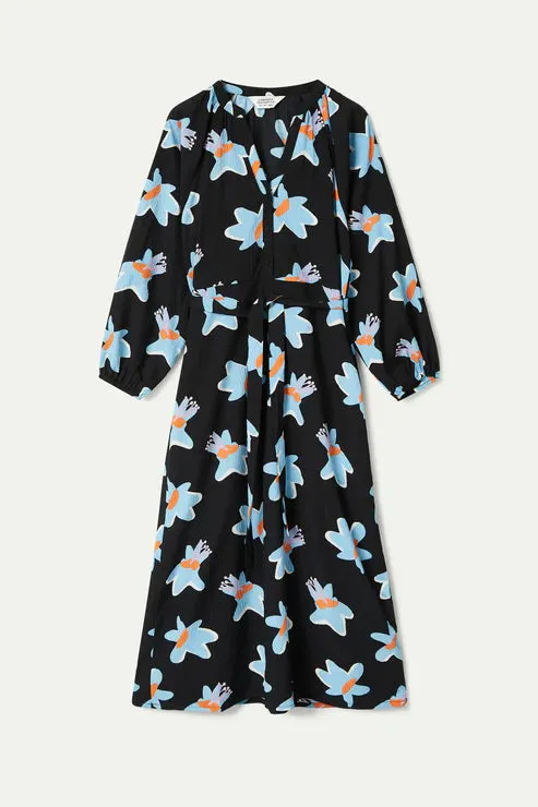 Black Calatea Floral Print Long Dress