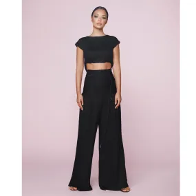 Black Modal Jersey High Waist Pants