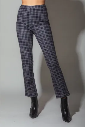 Black Plaid High Waist Cropped Pants