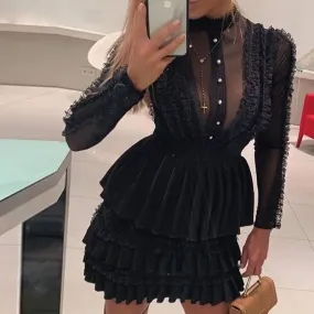 Black Ruffles Mini Dress