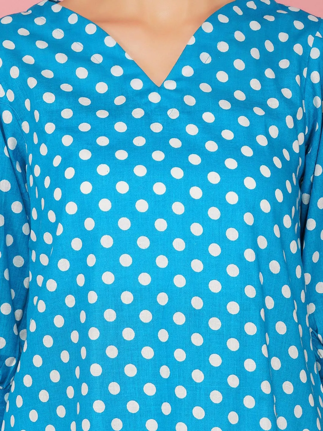 Blue & White Polka Cotton Tunic Only