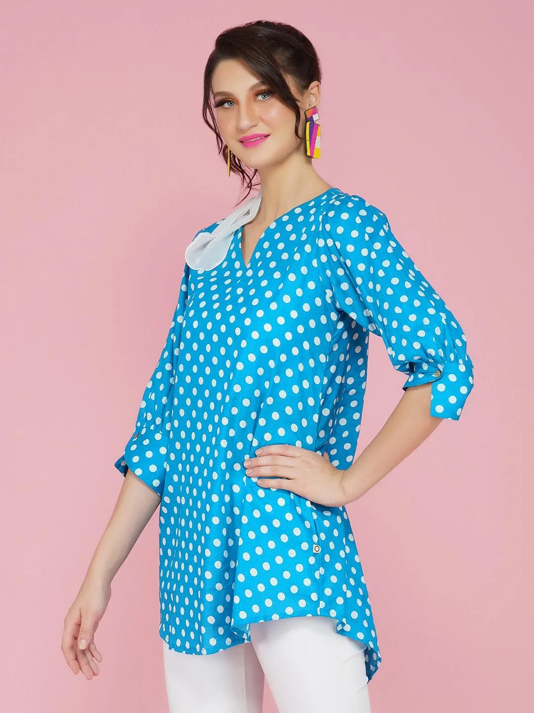 Blue & White Polka Cotton Tunic Only