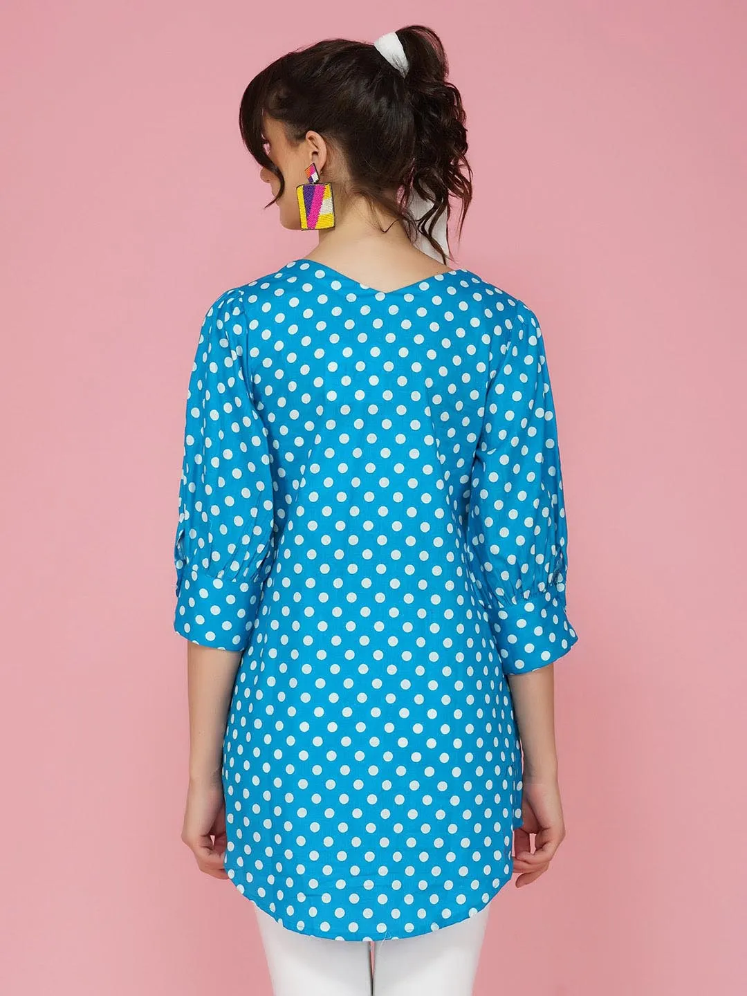 Blue & White Polka Cotton Tunic Only