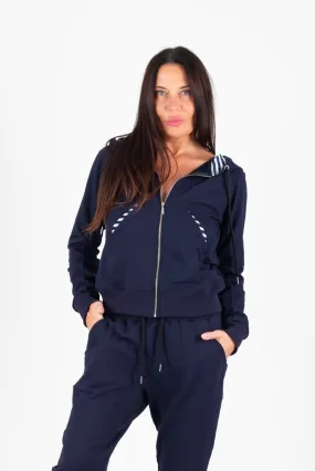 Blue Hooded Zipper Sweatshirt EMILY