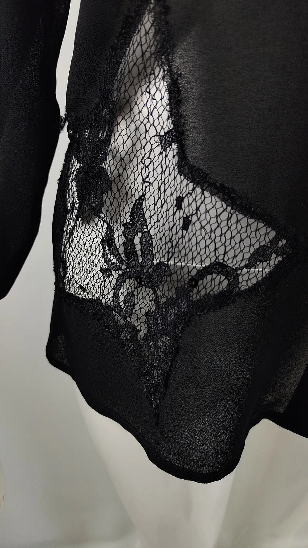 Blumarine Blugirl Vintage Black Sheer Lace Star Cut Out Blouse