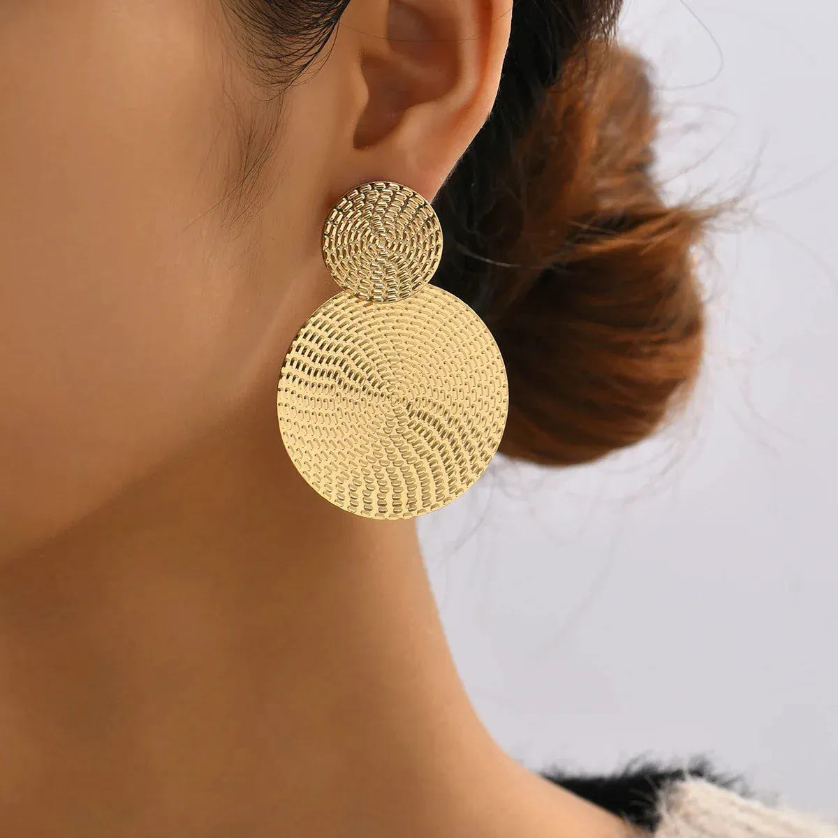 Bohemia Geometric Metal Round Earrings Wedding Fashion Jewelry