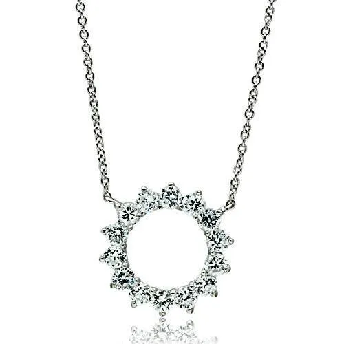 Brass Necklace with AAA Grade CZ in Clear for Women Style 3W072