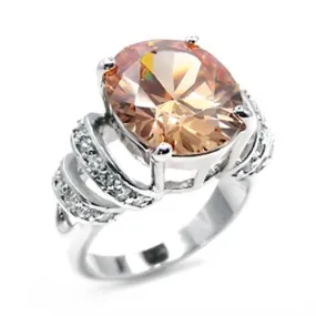 Brass Ring with AAA Grade CZ in Champagne for Women Style 6X117