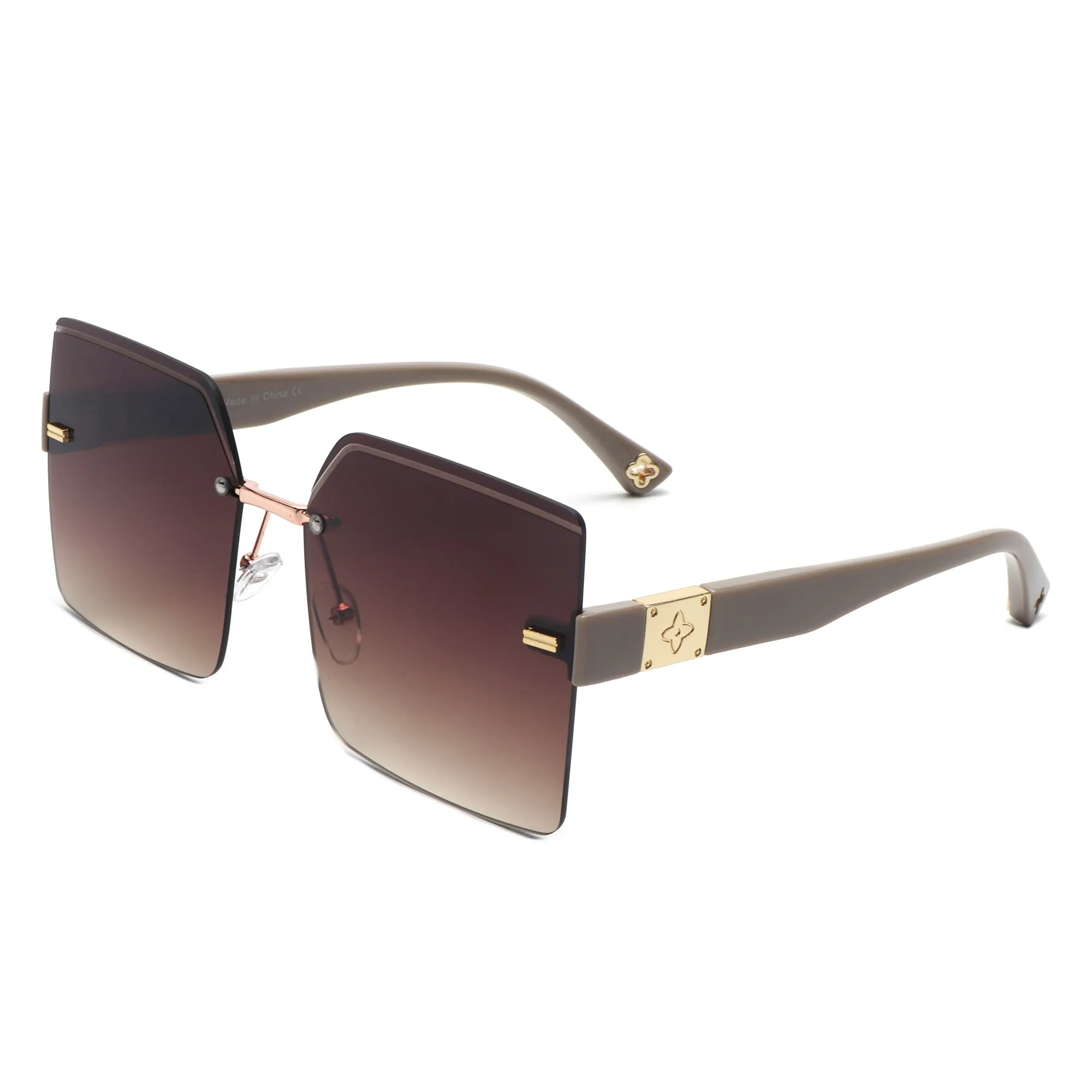 Brisla - Chic Oversized Rimless Square Tinted Fashion Women's Sunglasses