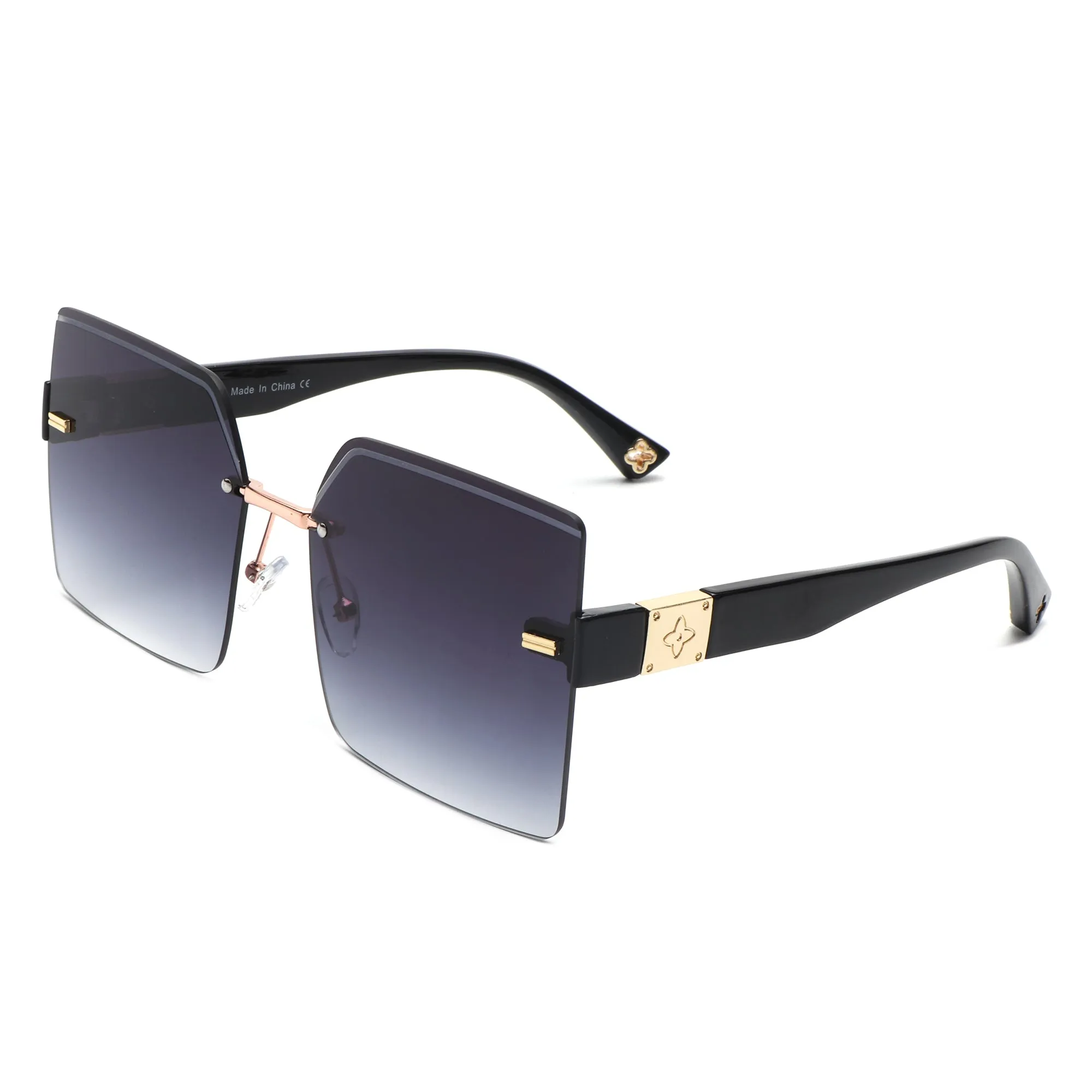 Brisla - Chic Oversized Rimless Square Tinted Fashion Women's Sunglasses