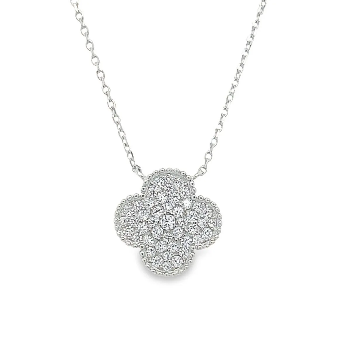 CA164 Microdiamonds Flower Necklaces 1 Micro pave Clover