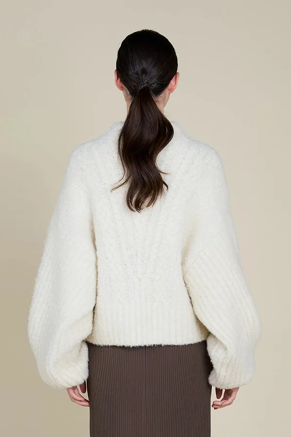 Cable Bubble Sleeve Sweater