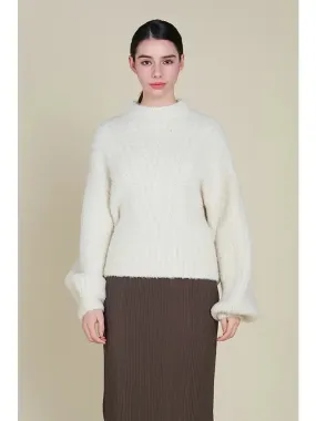 Cable Bubble Sleeve Sweater