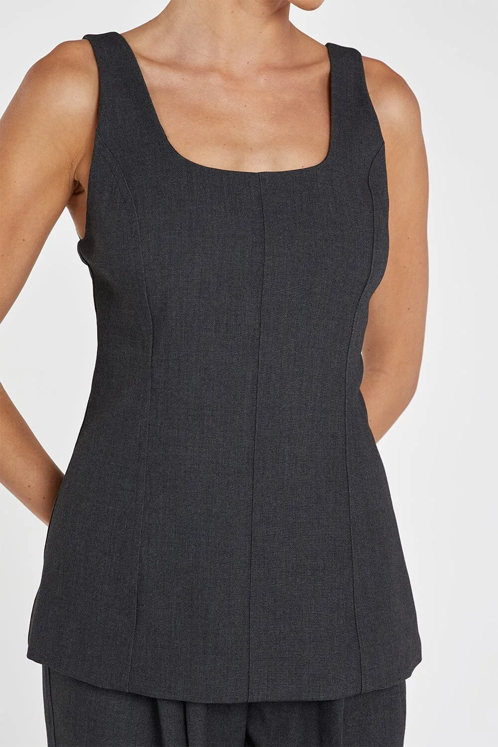 CAREY CHARCOAL SCOOP NECK TOP