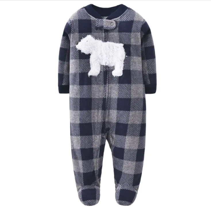 Cartoon Design Fleece Footless Pyjamas For Babies