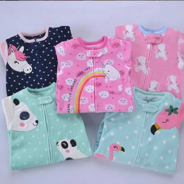 Cartoon Design Fleece Footless Pyjamas For Babies