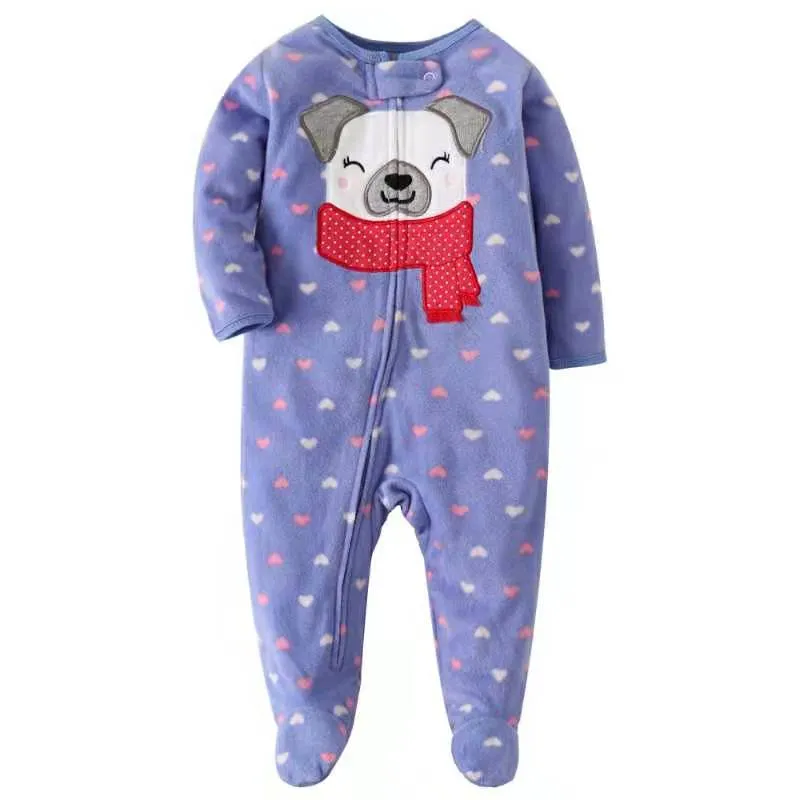 Cartoon Design Fleece Footless Pyjamas For Babies