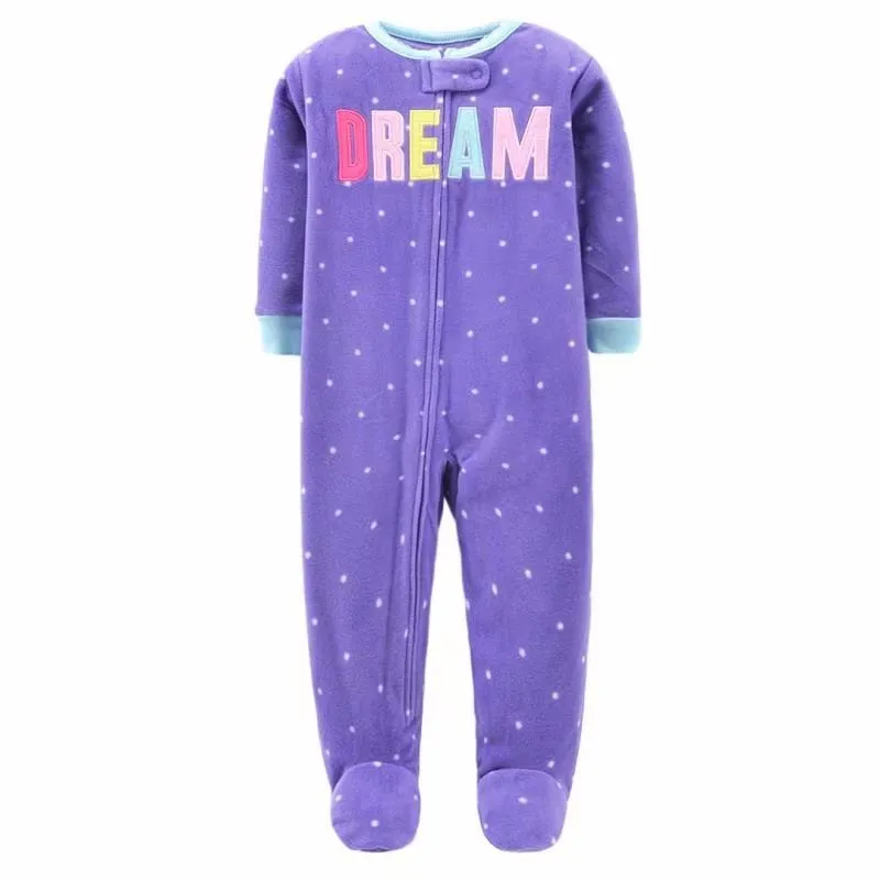 Cartoon Design Fleece Footless Pyjamas For Babies