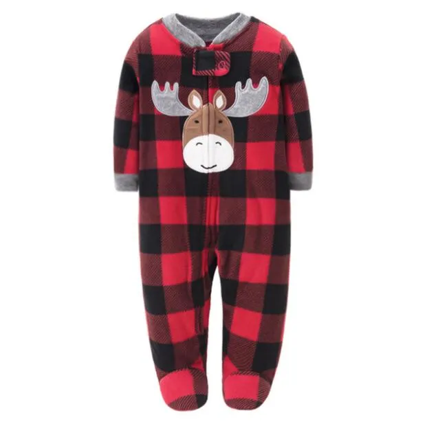 Cartoon Design Fleece Footless Pyjamas For Babies