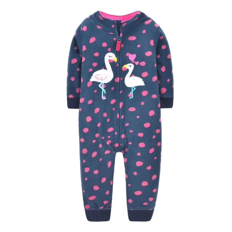 Cartoon Design Fleece Footless Pyjamas For Babies