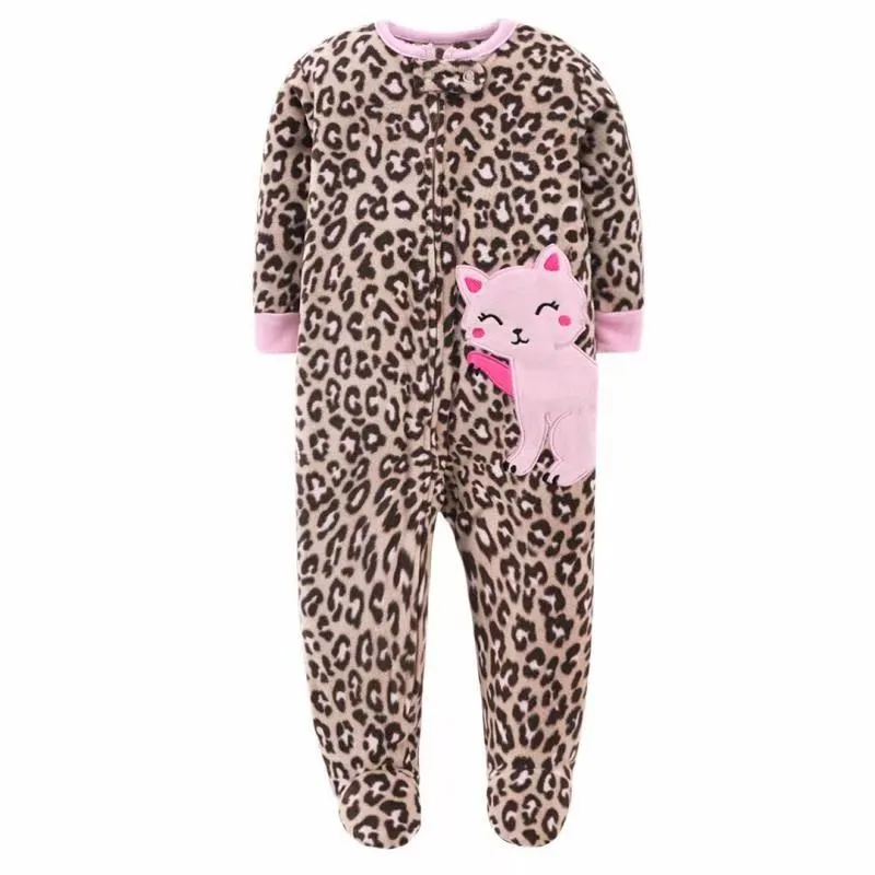 Cartoon Design Fleece Footless Pyjamas For Babies