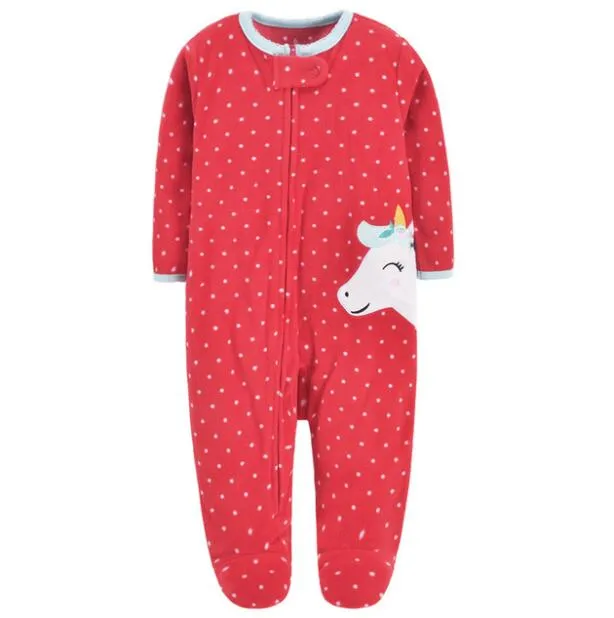 Cartoon Design Fleece Footless Pyjamas For Babies