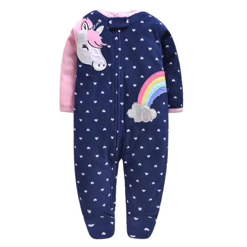 Cartoon Design Fleece Footless Pyjamas For Babies