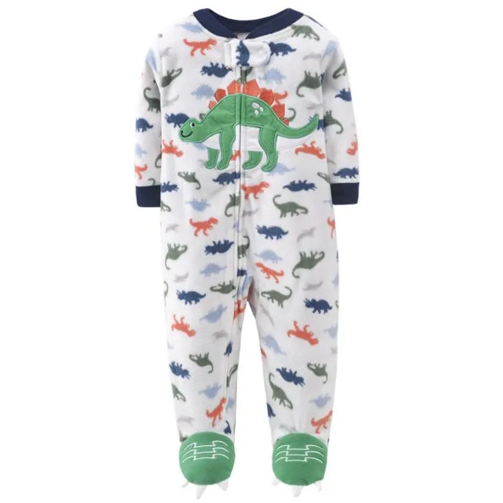 Cartoon Design Fleece Footless Pyjamas For Babies