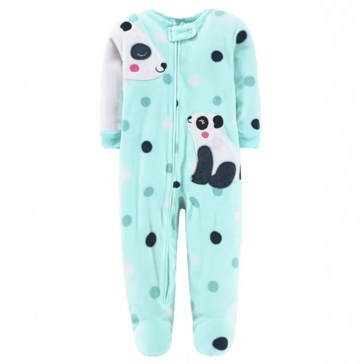 Cartoon Design Fleece Footless Pyjamas For Babies