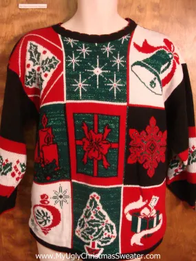 Checkerboard Holiday Fun Bad Christmas Sweater