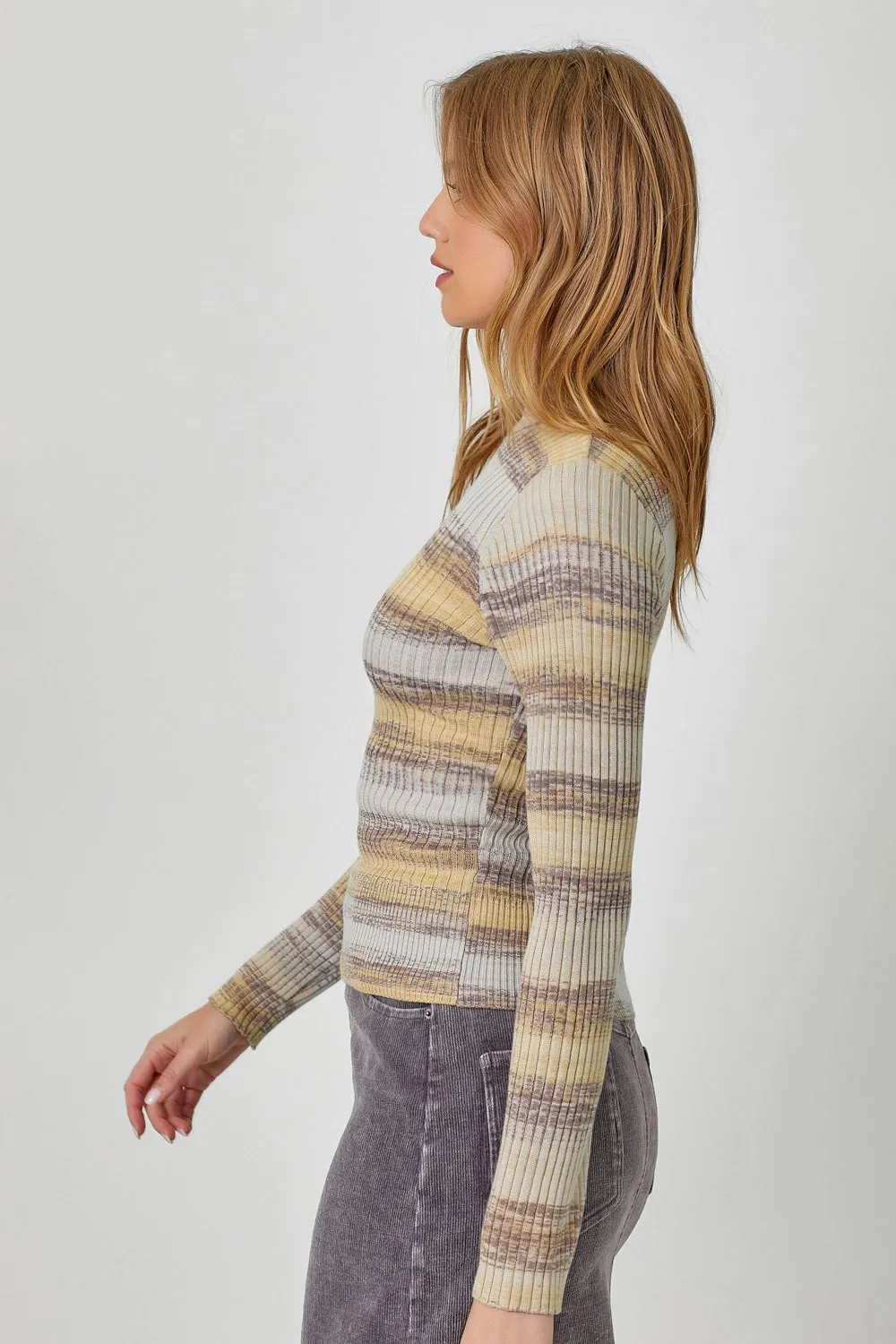 Color Blocked Stripe Pullover Sweater