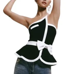 Corrie Black/White Bustier Top