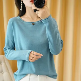 Cotton O-Neck Pullover Knit Sweater