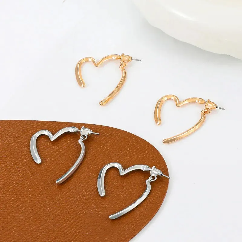 Cute Girl Minimalist Punk Fashion Ins Korean Temperament Luxury Heart-shaped Earring