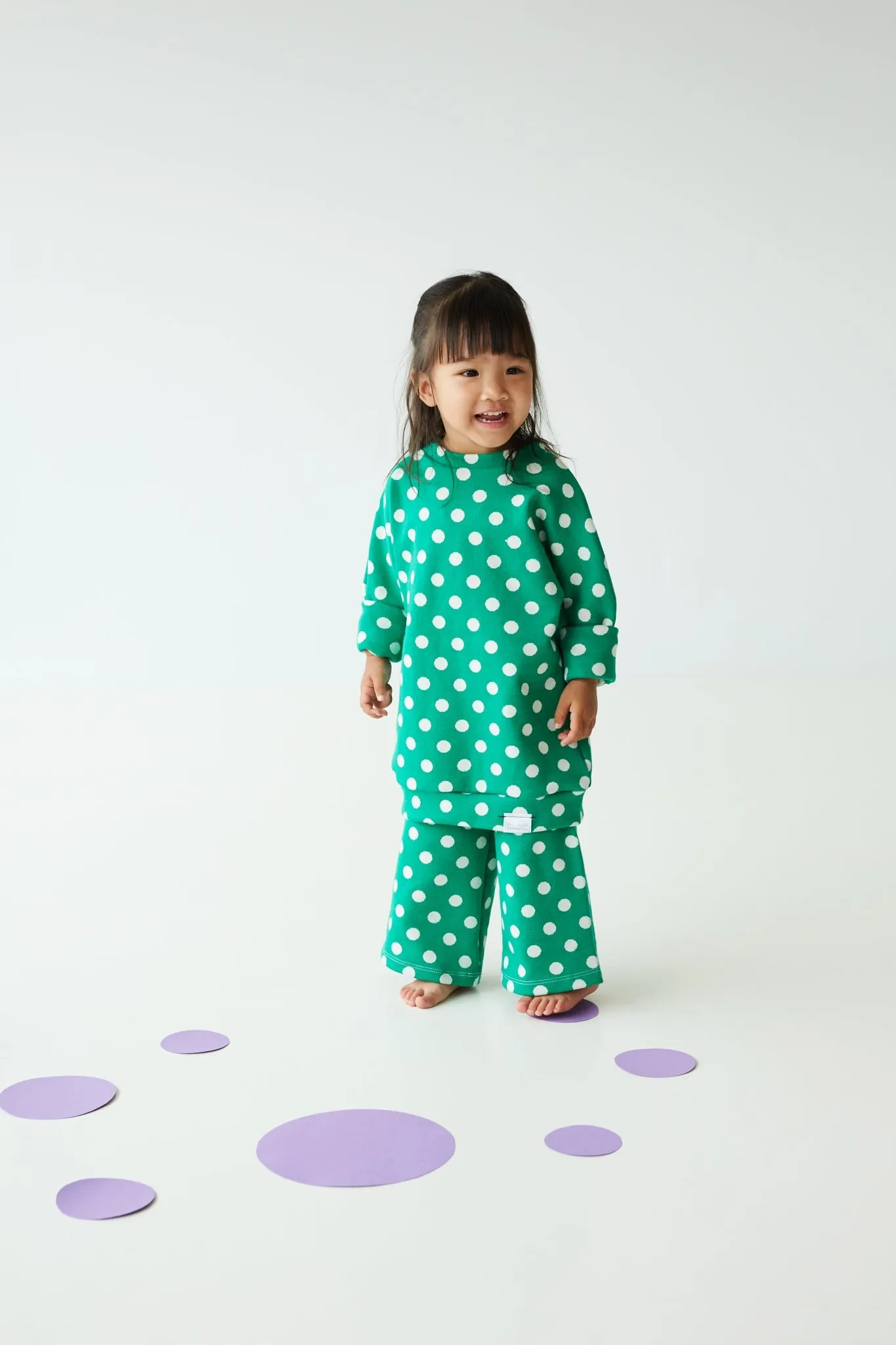 Danny Wide Leg Pants | Green   Polka Dots